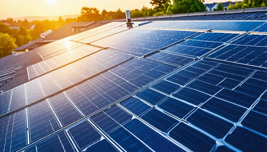 Professional installation of solar panels on a home's roof