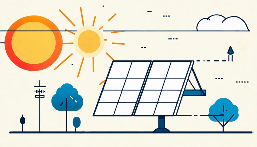 Graphical representation of the relationship between solar panel voltage and temperature