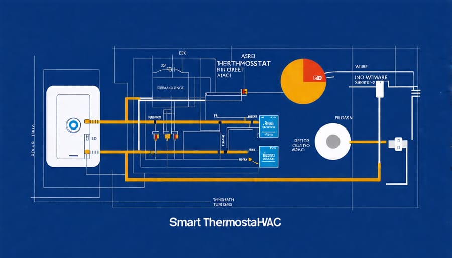 Schematic showing the proper wiring configuration for installing a smart thermostat in a 2-wire heating and cooling system