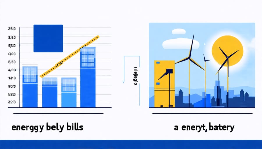 Graph visualizing potential energy bill savings from using a battery energy storage system