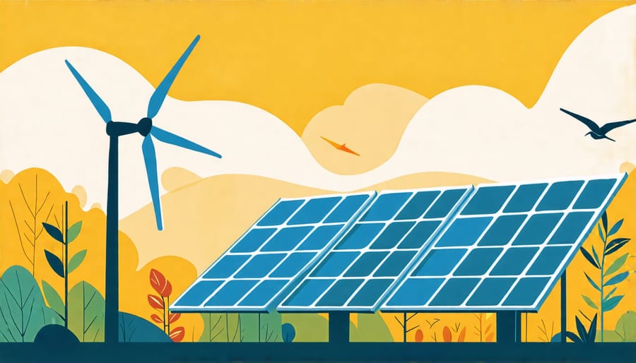 Conceptual illustration showing community involvement in solar energy investment