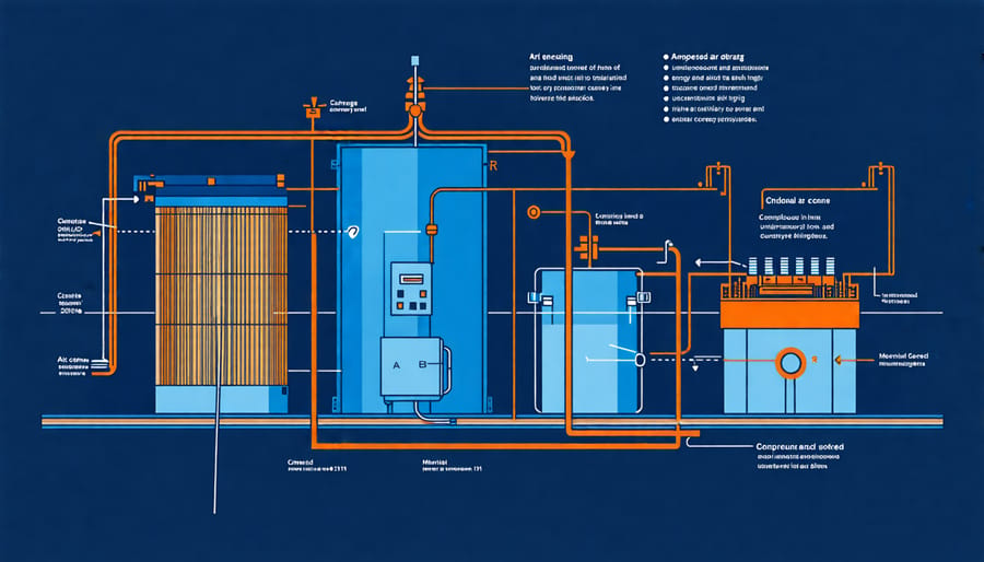 Compressed air energy storage system diagram with underground cavern