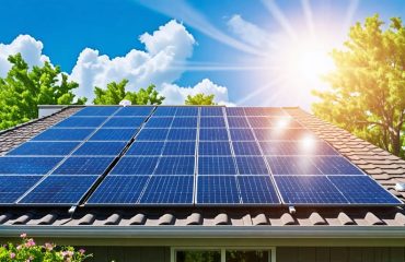 A residential home with solar panels installed on its rooftop, capturing sunlight to generate renewable energy and reduce electricity bills.