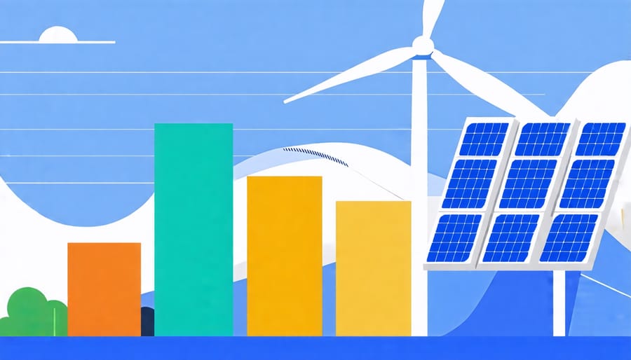 Bar chart showing reduction in home energy bills after switching to solar and wind power