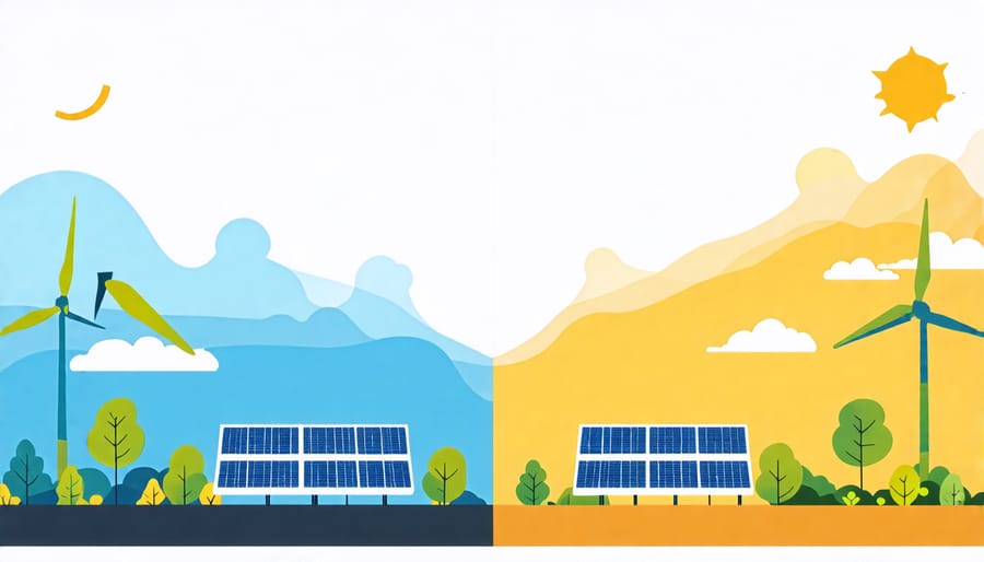 A side-by-side comparison illustrating solar panels being landfilled versus solar panels being recycled