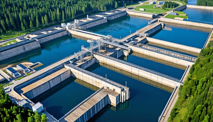 Pumped hydro storage facility with upper and lower reservoirs