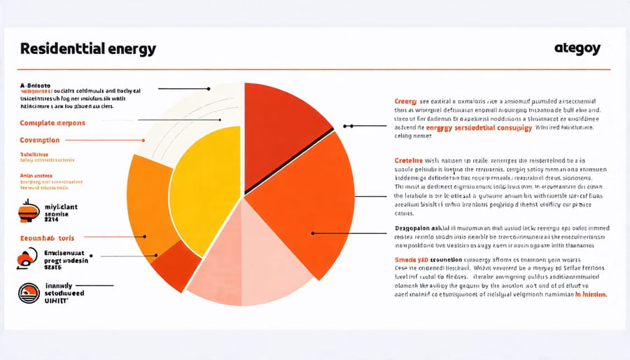 Pie chart illustrating the percentage breakdown of residential energy use across appliances, HVAC, lighting, and other categories