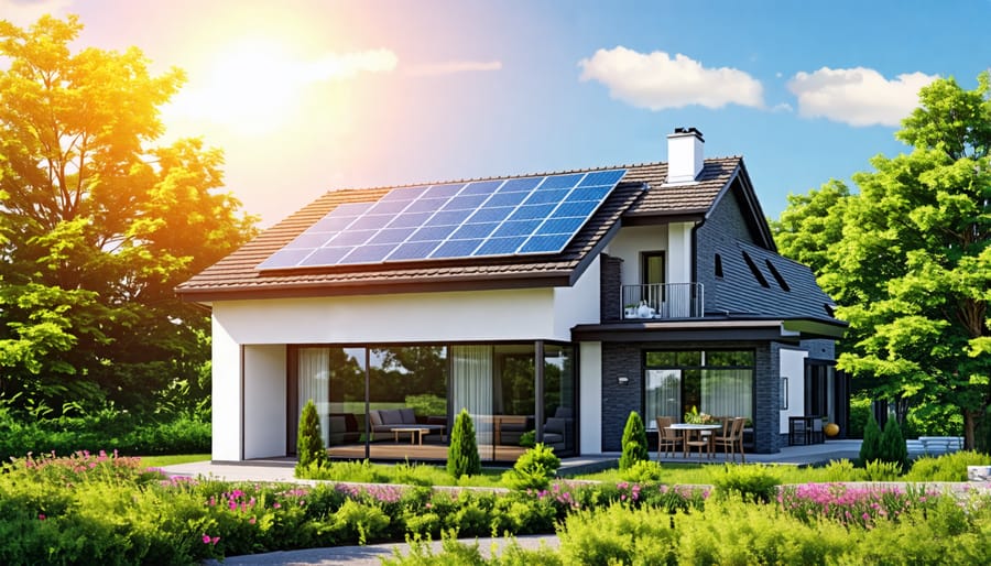 Solar panel installation on the roof of a residential home