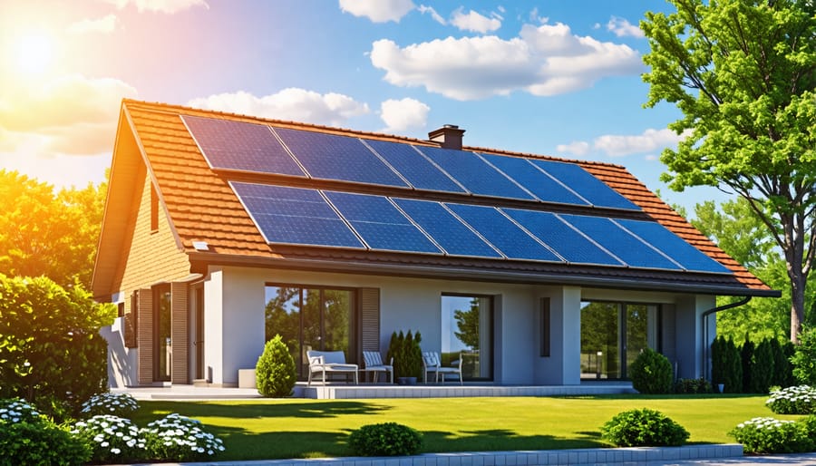 Solar panels installed on a residential home roof