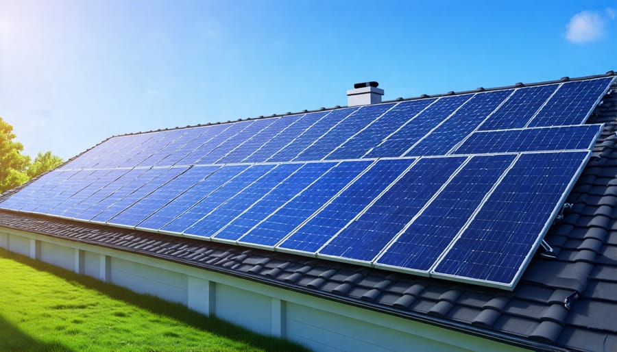 Residential solar panels on a rooftop capturing sunlight