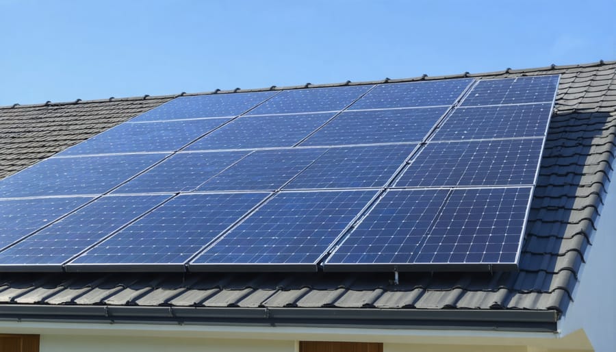 Residential solar panel installation on a sunny day