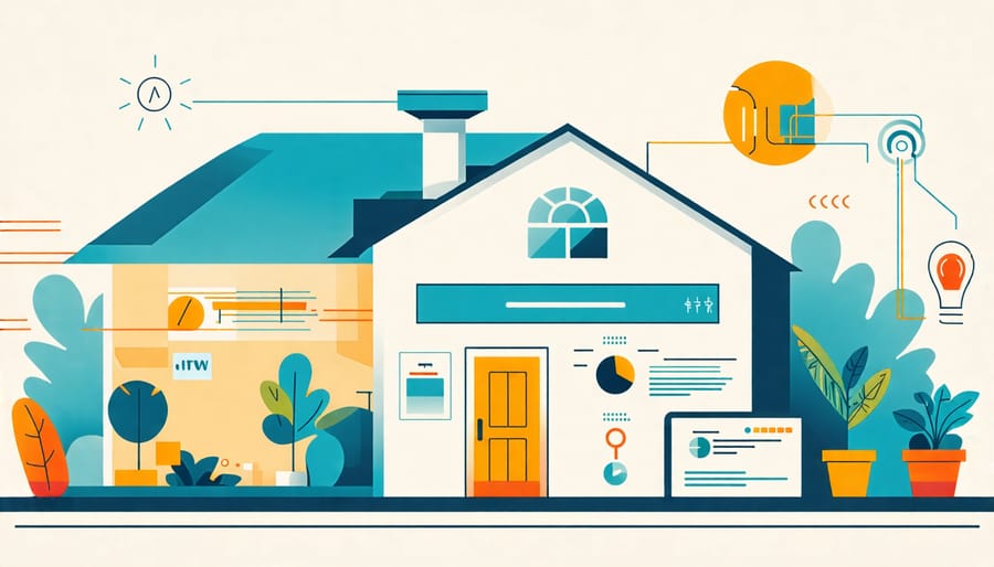 Diagram showing the integration of solar panels and battery storage with a smart home system