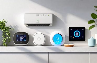 Illustration of smart thermostats, such as Nest and ecobee, connected to a 2-wire HVAC system, highlighting their compatibility and energy-saving features.