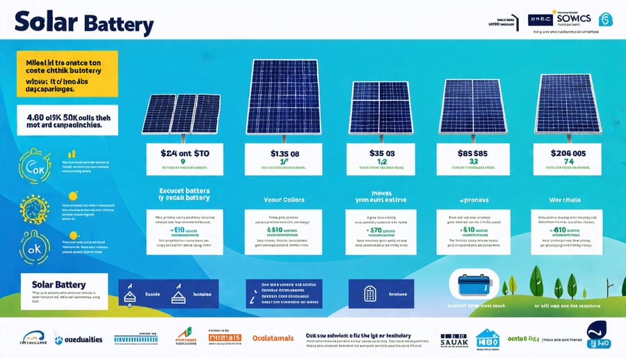 Comparison chart of solar battery options, costs, and benefits