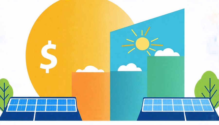 Infographic comparing the key features and benefits of cash purchases, solar loans, and solar leases or PPAs