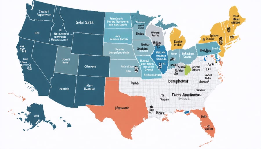 U.S. map showing solar incentives by state