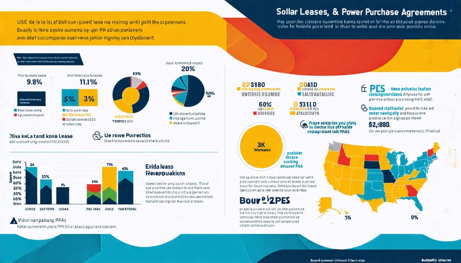 Infographic illustrating the differences between solar leases and PPAs