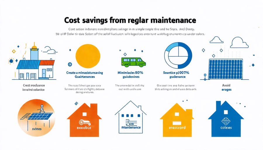 A conceptual chart showing the difference in costs between regular solar maintenance and potential repair expenses