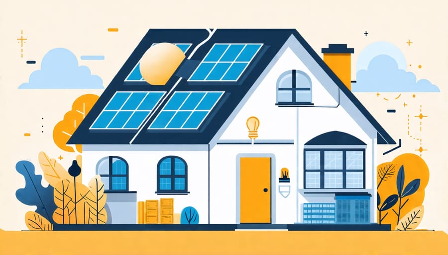 Infographic depicting financial savings, environmental impact reduction, and increased home value due to solar panel integration