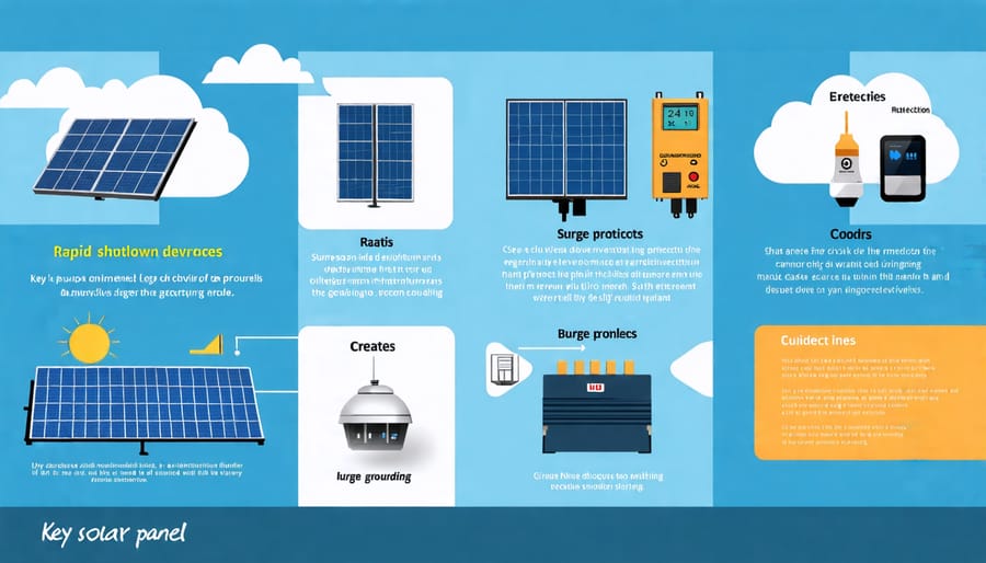 Infographic illustrating important solar panel safety components and features