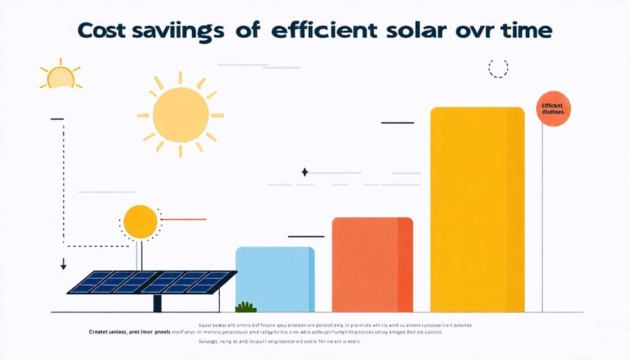 Graph showing long-term cost savings achieved by using efficient solar panels