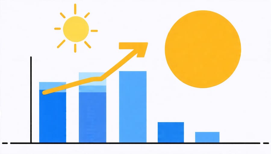 Graphical representation of potential savings on electricity bills after installing solar panels