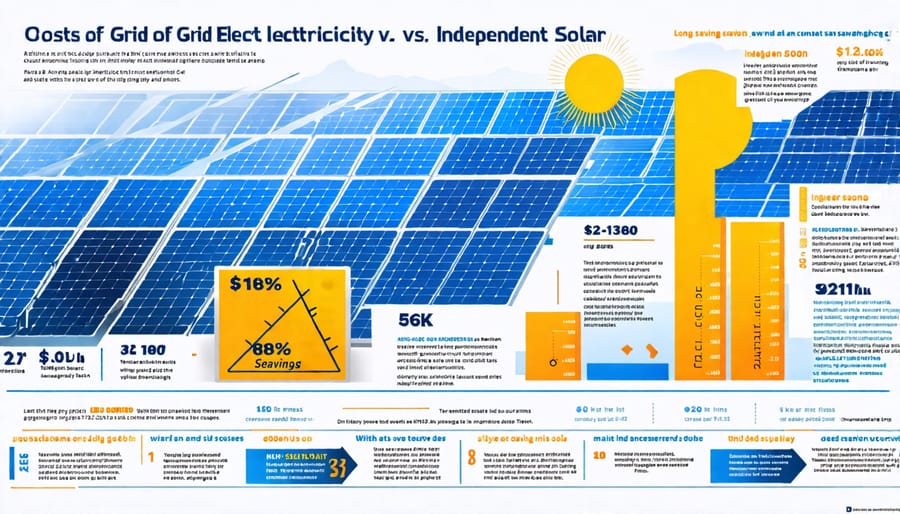 Chart showing the financial benefits and savings of independent solar systems compared to grid power