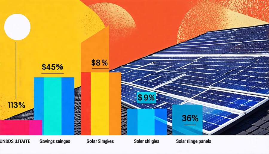 Cost comparison chart of solar shingles versus solar panels