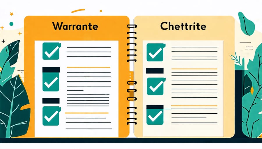 Checklist for comparing solar panel warranties, with items like duration, coverage, and providers.