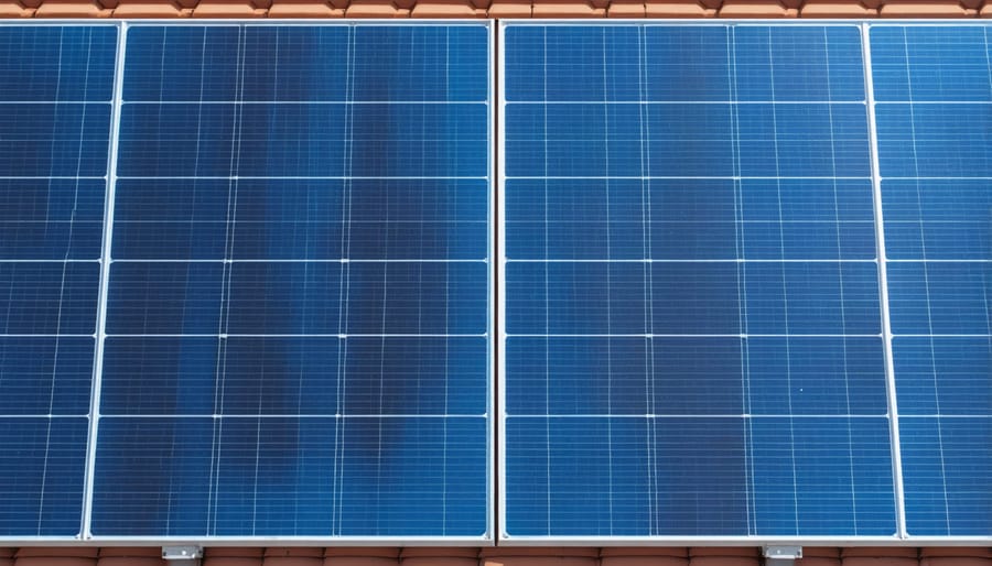 Side-by-side comparison of monocrystalline and polycrystalline solar panels