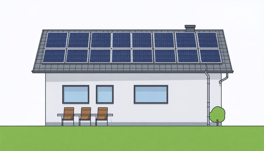 Diagram illustrating ideal solar panel placement on a roof to maximize sun exposure