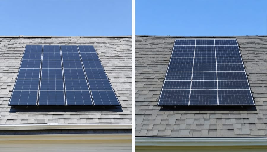 Comparison of GAF solar shingle and traditional solar panel roof installations