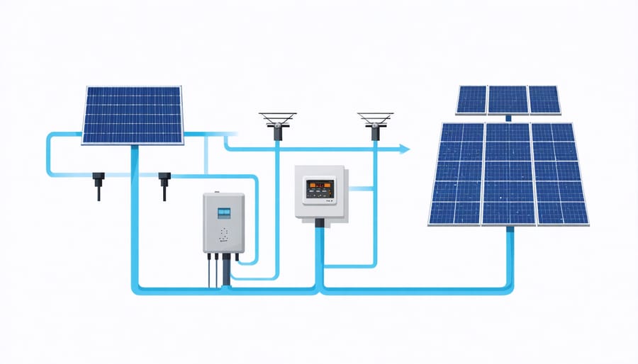 Illustration of how net metering works with solar energy and the utility grid