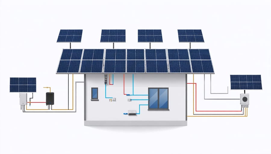 Schematic representation of an off-grid solar system's key components