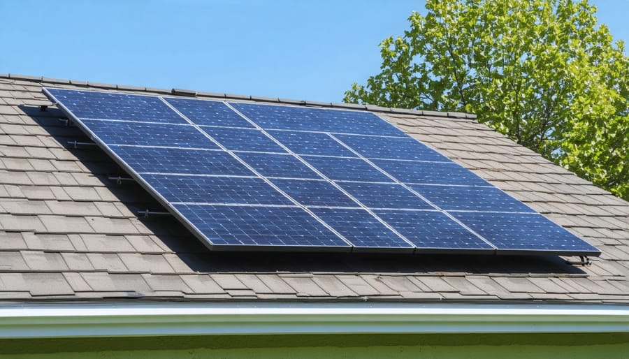 Rooftop solar panel installation on a residential home