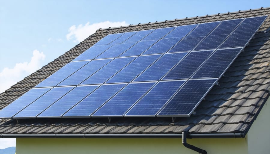 Solar panels installed on the roof of a residential home