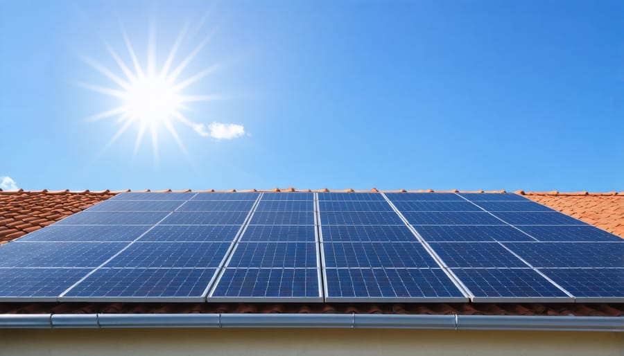 Rooftop solar panels generating clean electricity from sunlight