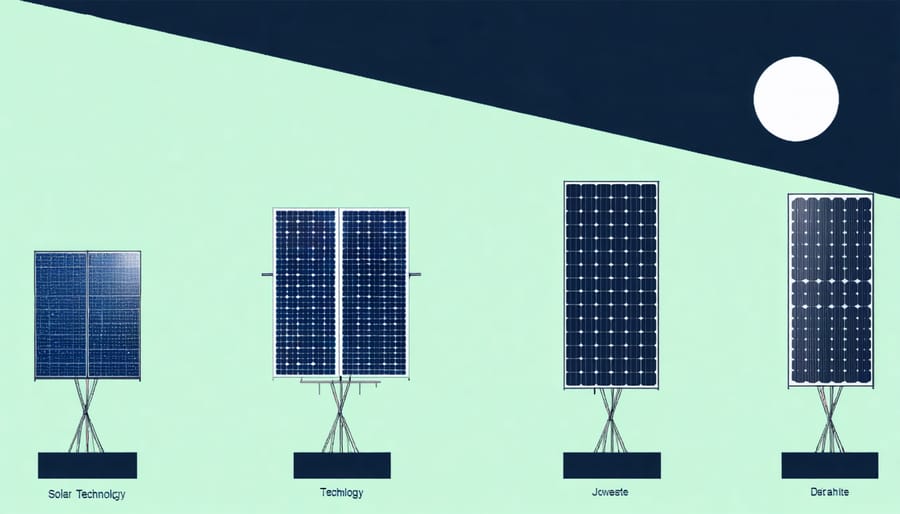 Infographic illustrating the progression of solar cell technology through three generations