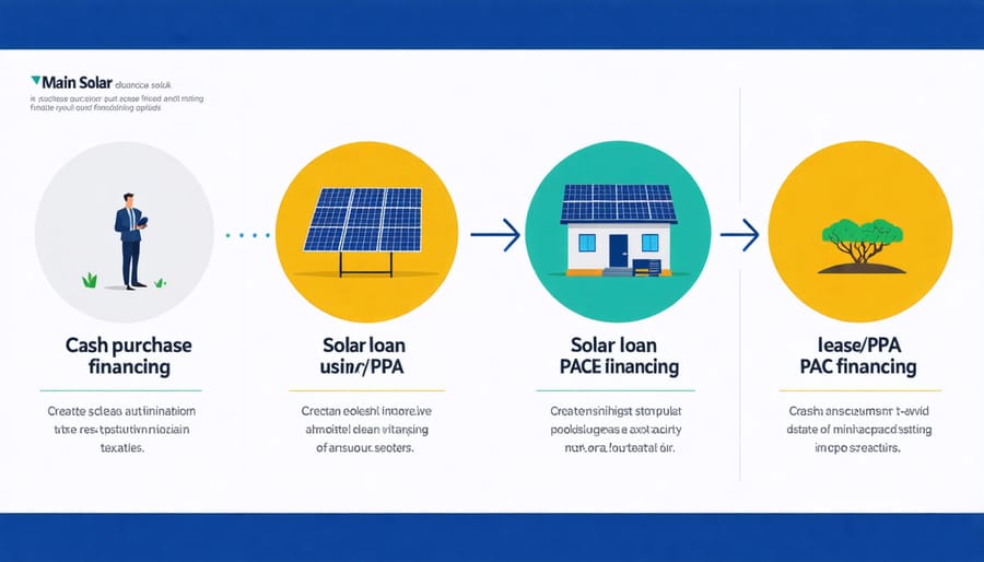 Infographic comparing the different solar financing options available to homeowners