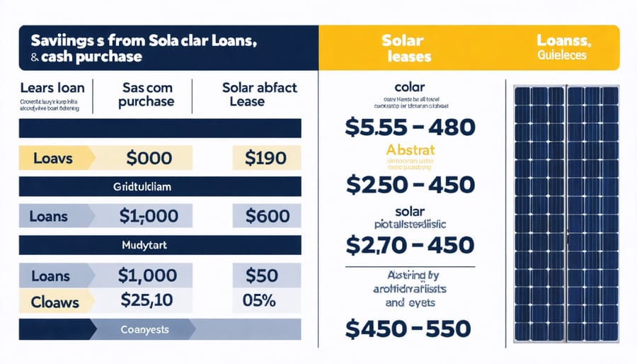 Comparison chart of financial benefits from different solar financing options