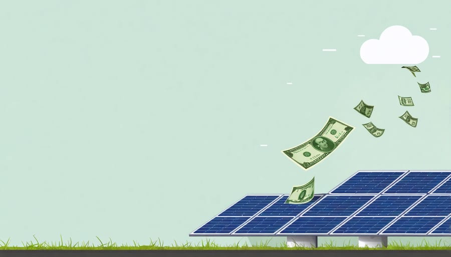 Conceptual illustration of financial incentives and tax credits for solar panel installations