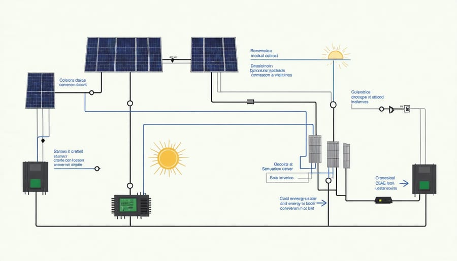 Illustration demonstrating how inverters convert solar energy into usable electricity