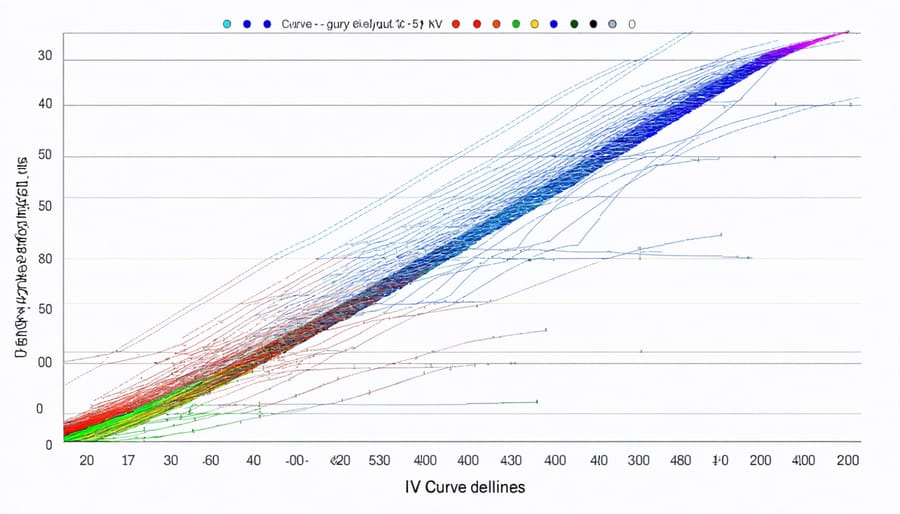 Current-voltage curve graph for a solar panel