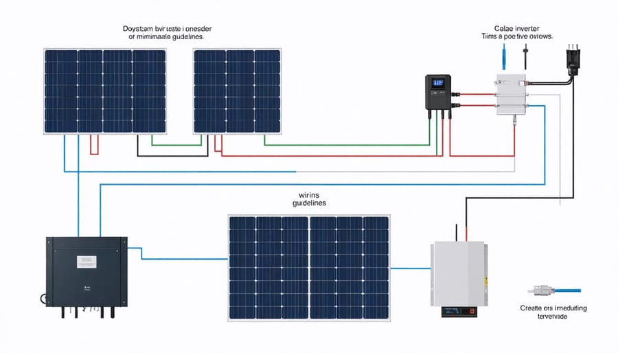 Illustrated overview of main solar panel system components that require regular maintenance