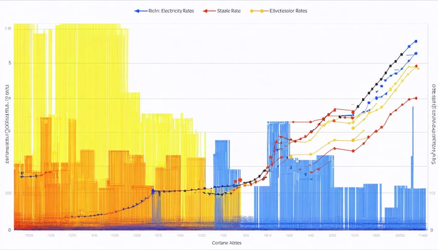 Graph illustrating long-term savings from solar compared to increasing utility prices