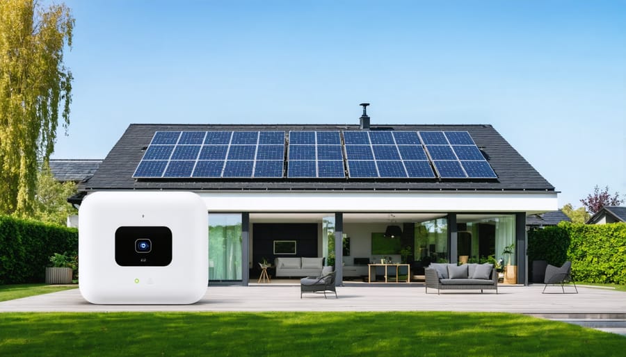 Integration of solar panels and smart home technology in a modern house