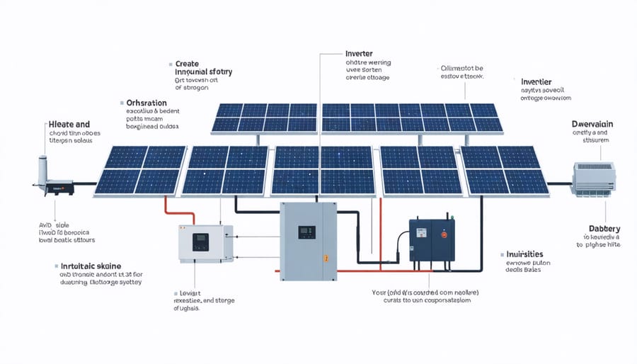 Diagram illustrating solar system components and their connections