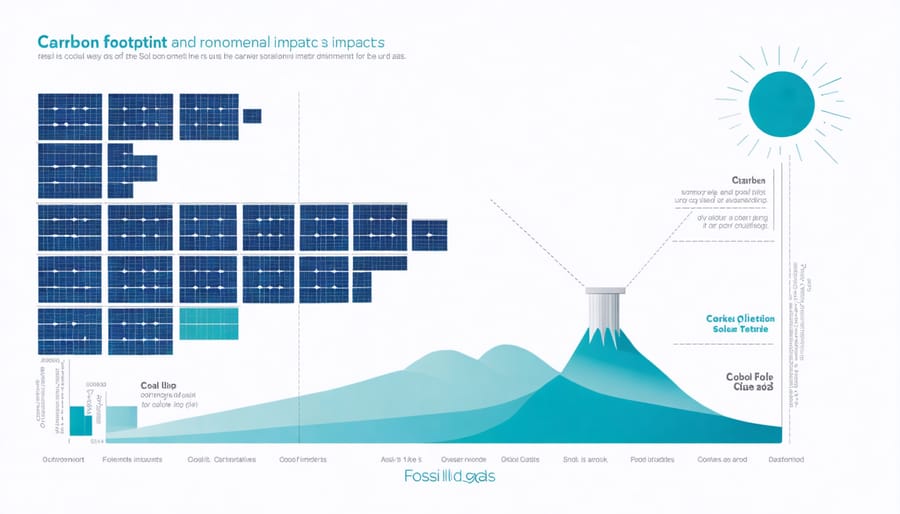 Comparative bar chart of solar panel and fossil fuel environmental impact