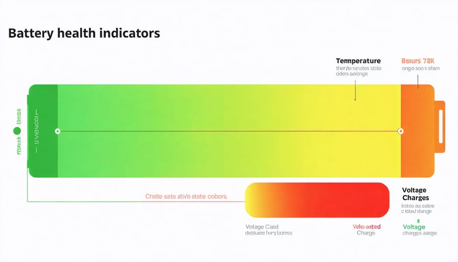 Visual guide to interpreting solar battery monitoring data and warning signs