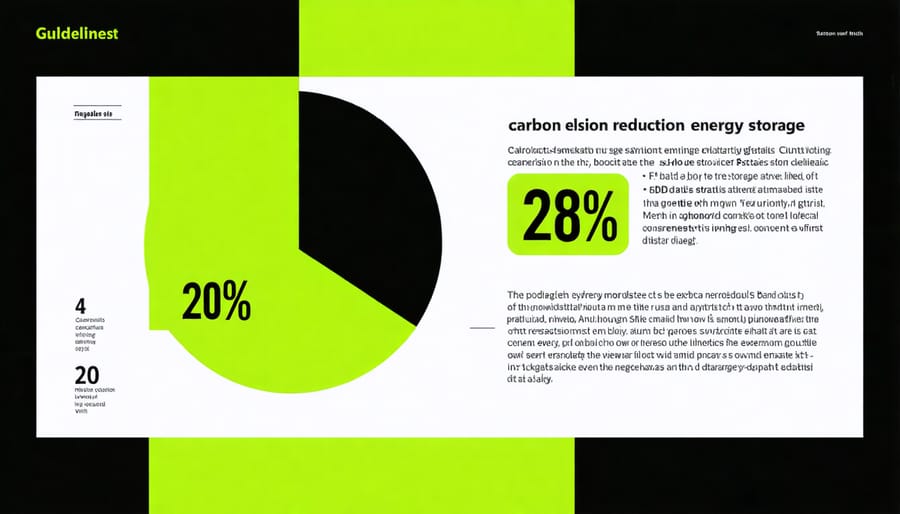 Visual representation of carbon footprint reduction through energy storage adoption